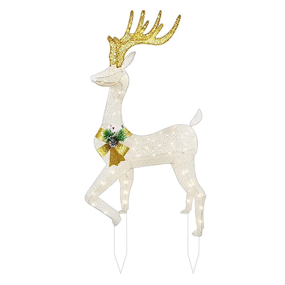 3 Pcs Christmas Lights Reindeer Decoration Outdoor Deer Family with Warm White Led Lights Garden Ground Plug Yard Decoration Christmas Decorations Outdoor Christmas Gifts