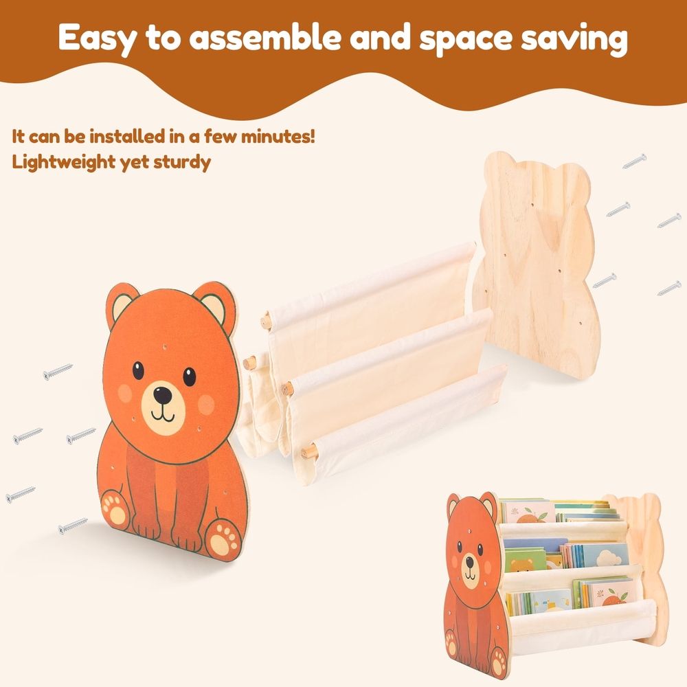 Double Sided Kids Bookshelf, Kid Friendly Low Height Structure, for Baby Nursery Room, Playroom Classroom or Bedroom Storage Organizer