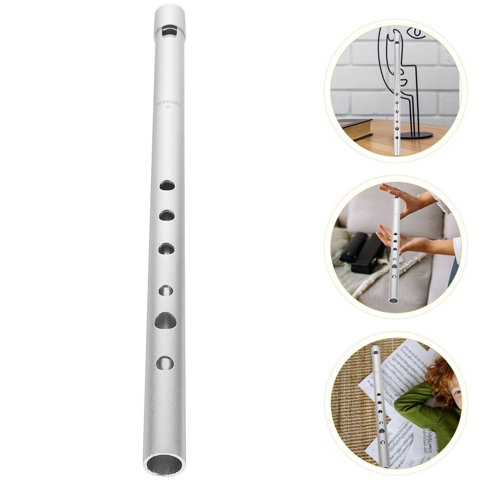 1Pc Portable Aluminum Alloy Clarinet High Pitch D Flute Silver Wind Instrument