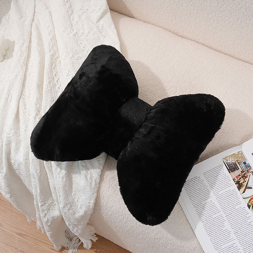 Decorative Throw Pillow with Bowknot, Soft Plush Lumbar Support Cushion, Versatile for Sofa Couch Bed, Machine Washable, Includes 1 Throw Pillow, for Living Room Bedroom Home Decor