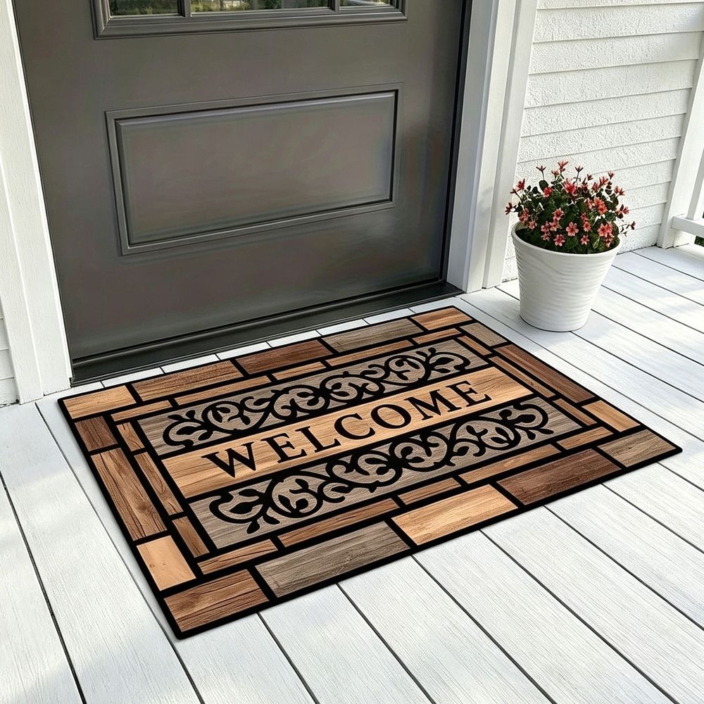 Decorative Brick Pattern Polyester Doormat, Non Slip Indoor Outdoor Rug, Low Pile Entry Mat, Machine Washable, 15.74x23.62 Inches, for Front Door Entrance