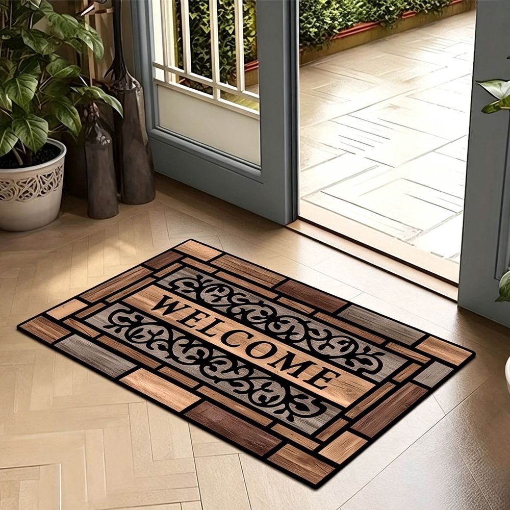 Decorative Brick Pattern Polyester Doormat, Non Slip Indoor Outdoor Rug, Low Pile Entry Mat, Machine Washable, 15.74x23.62 Inches, for Front Door Entrance