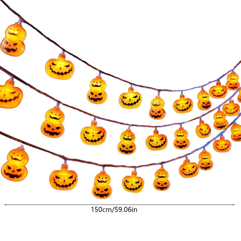 Orange Halloween Lights, 1.5M 10 Light Plastic String Lights, Warm Yellow Glow, Battery Operated, Waterproof Battery Box, Indoor Outdoor Use, for Halloween Decorations Party