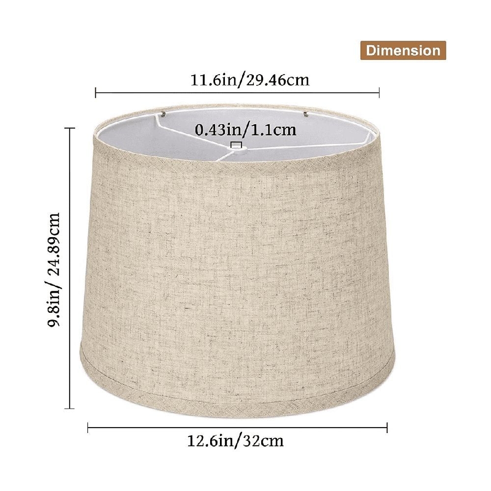 Lamp Shades Natural Linen Lampshades 12.6x11.6x9.8Inch High Replacement Fabric Lampshades for Table Lamp Floor Lamp-A