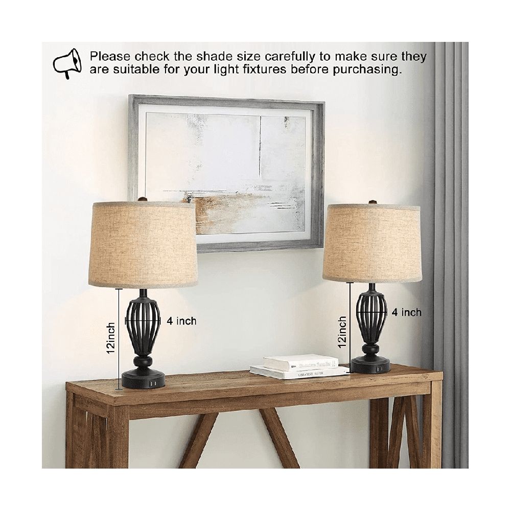 Lamp Shades Natural Linen Lampshades 12.6x11.6x9.8Inch High Replacement Fabric Lampshades for Table Lamp Floor Lamp-A