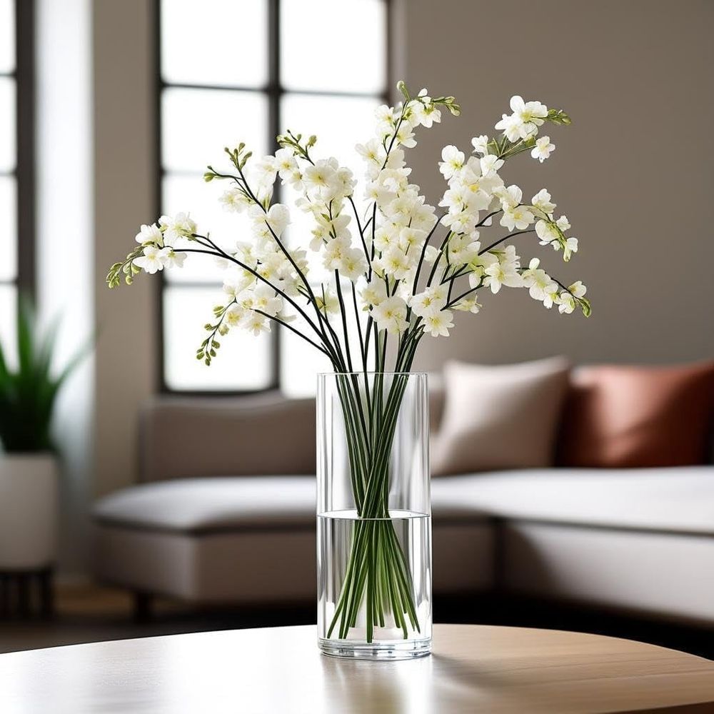Clear Glass Cylinder Vase| Glass Flower Vase Centerpieces | Candle Holder for Wedding Centerpiece, Party Event, Home Office Decor