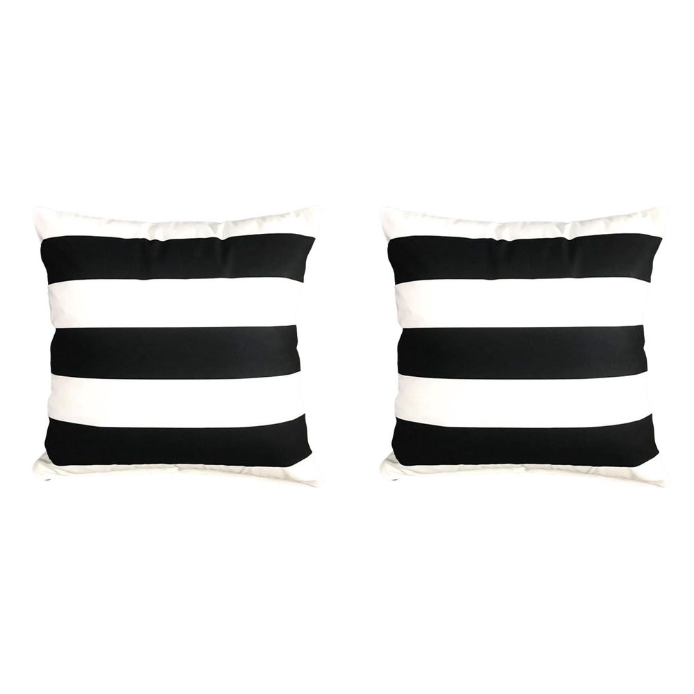 2PC Stripe Black and White Farmhouse Throw Pillow Covers, Pillow Case Soft Outdoor Pillow Case Cushion Covers for Sofa Bed Bedroom Car Chair Living Room,18x18 Inch