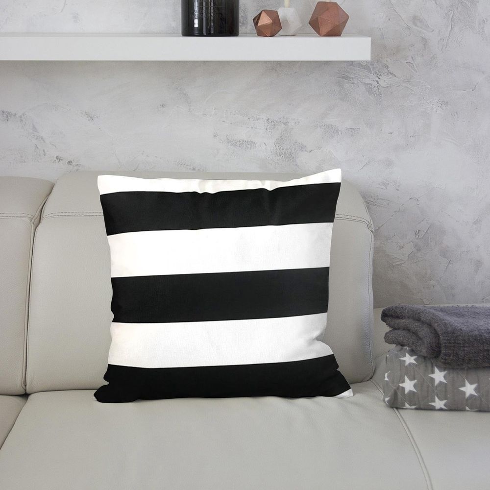2PC Stripe Black and White Farmhouse Throw Pillow Covers, Pillow Case Soft Outdoor Pillow Case Cushion Covers for Sofa Bed Bedroom Car Chair Living Room,18x18 Inch
