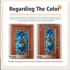 Stained Glass Window Privacy Film,Static Cling Blue Decorative Window Cling,UV Blocking Removable Translucent Film for Home Glass Door,17.5x39.3in