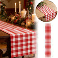 13x72in Linen Table Runner,Red and White Buffalo Plaid Checkered Scarf,Farmhouse Decorative Runner for Dining Room,Kitchen,Christmas Thanksgiving Holiday Party
