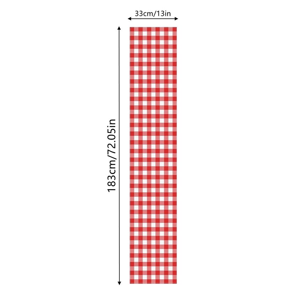 13x72in Linen Table Runner,Red and White Buffalo Plaid Checkered Scarf,Farmhouse Decorative Runner for Dining Room,Kitchen,Christmas Thanksgiving Holiday Party