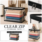 Storage Bins, Pvc Black Toy Storage Bag, Clear StorageBins with Zipper, The Clear Storage（6 Pack）