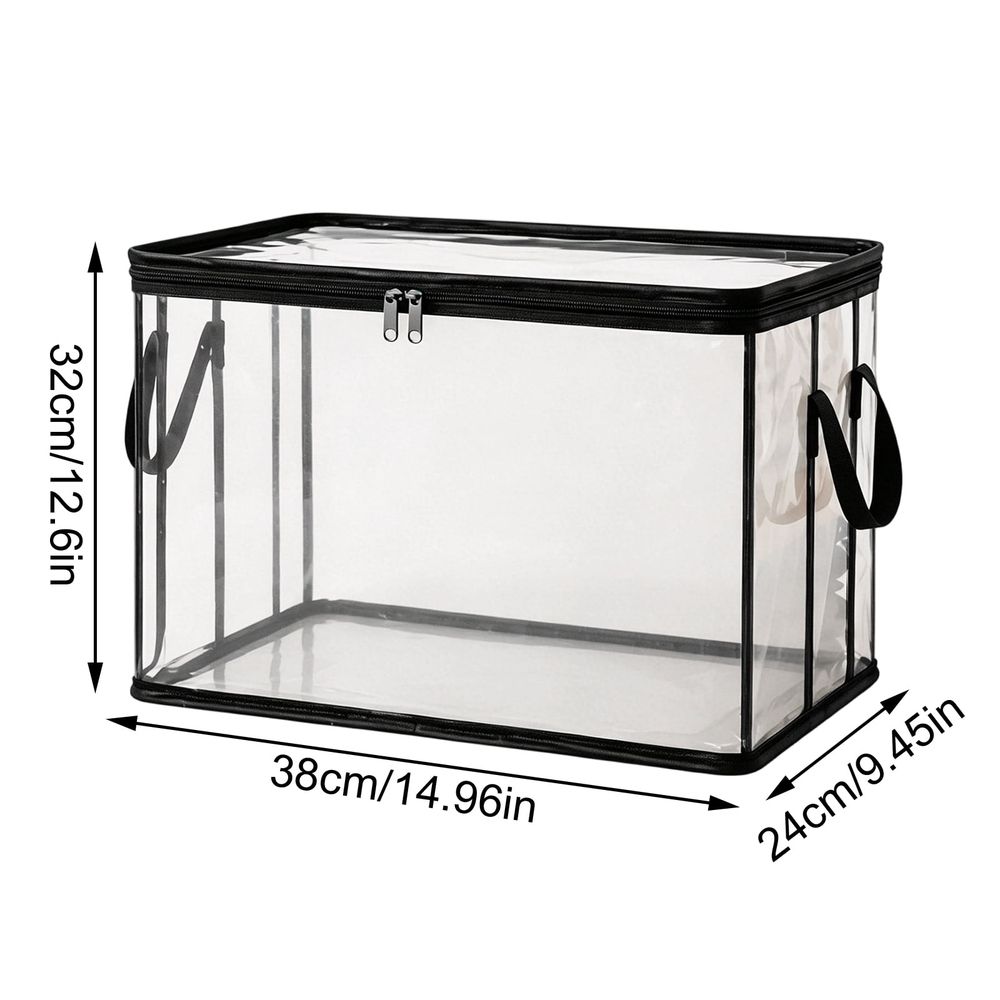 Storage Bins, Pvc Black Toy Storage Bag, Clear StorageBins with Zipper, The Clear Storage（6 Pack）