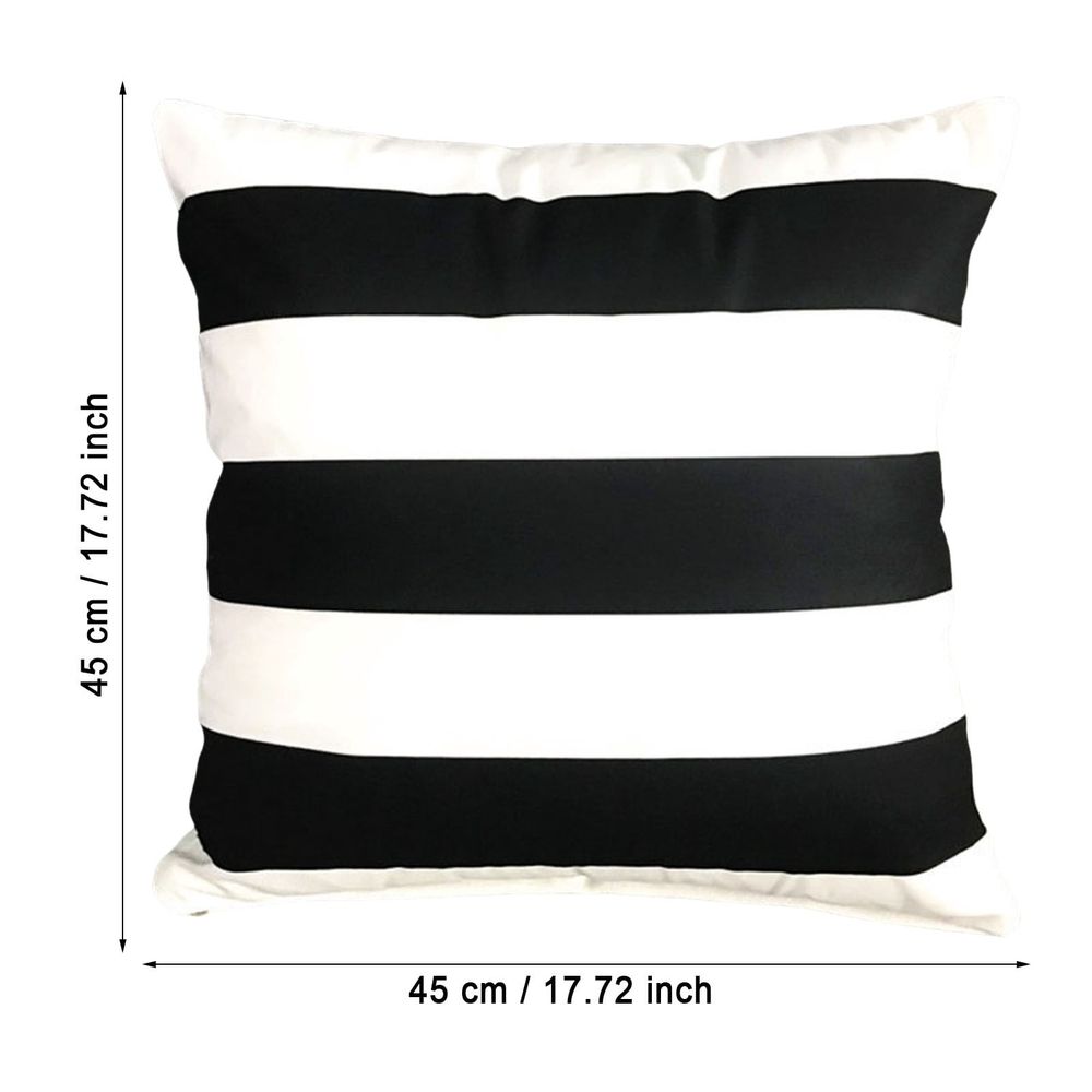 2PC Stripe Black and White Farmhouse Throw Pillow Covers, Pillow Case Soft Outdoor Pillow Case Cushion Covers for Sofa Bed Bedroom Car Chair Living Room,18x18 Inch