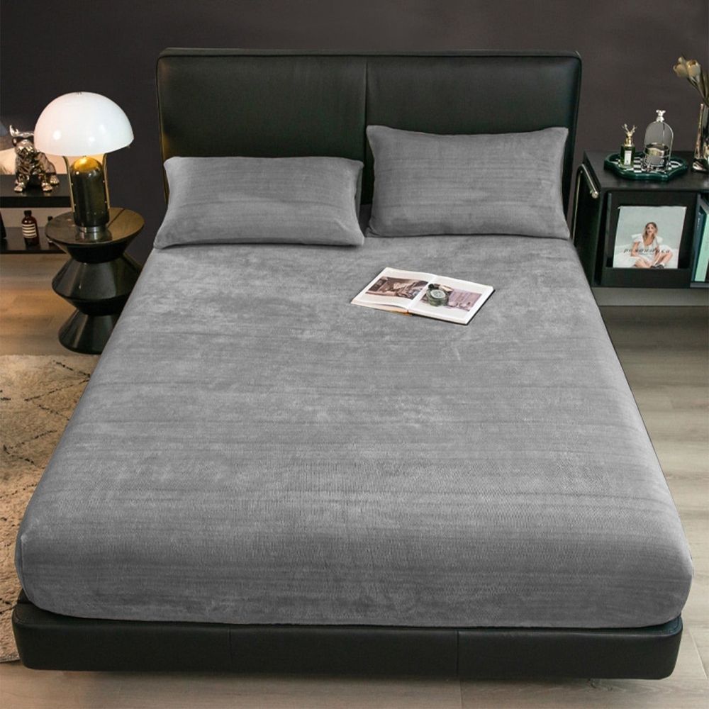 Flannel Sheets Queen 3-Piece Plush Fleece Sheet Bed Sets with 15" Deep Pocket Fitted Sheet and Pillowcase