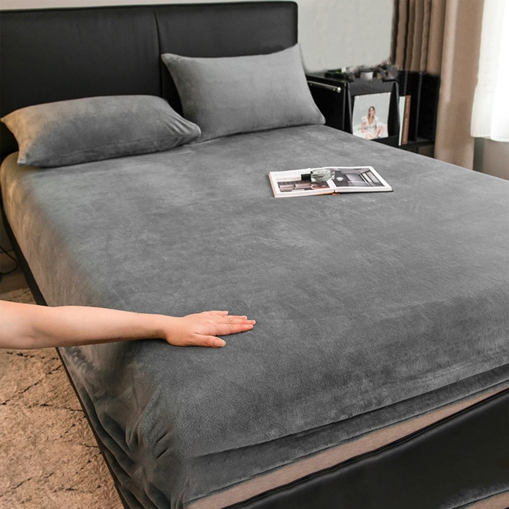 Flannel Sheets Queen 3-Piece Plush Fleece Sheet Bed Sets with 15" Deep Pocket Fitted Sheet and Pillowcase