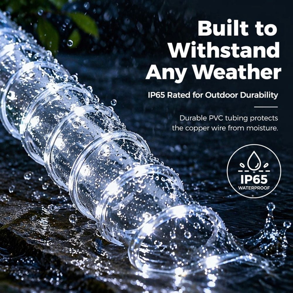 Solar Rope Lights Outdoor Waterproof LED 8 Modes 72.18ft 200 LEDs String Lights Holiday Garden Decoration Lighting, White