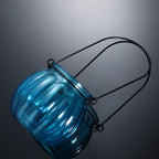 Blue Glass Pumpkin Candle Holder, Classic Tealight for Warm Glow Decor