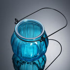 Blue Glass Pumpkin Candle Holder, Classic Tealight for Warm Glow Decor
