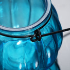 Blue Glass Pumpkin Candle Holder, Classic Tealight for Warm Glow Decor