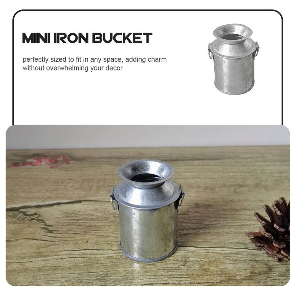 Metal Decorative Vases Miniature Vases Dollhouse Iron Milk Jug Silver 1Pack