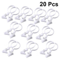 20Pcs Plastic White Shower Curtain Clips Stable Curtain Clasp for Home Use