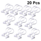 20Pcs Plastic White Shower Curtain Clips Stable Curtain Clasp for Home Use
