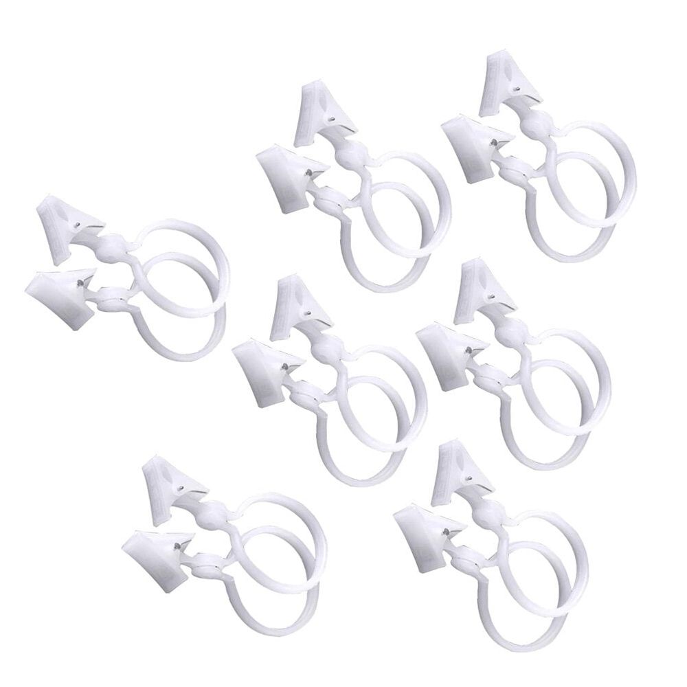20Pcs Plastic White Shower Curtain Clips Stable Curtain Clasp for Home Use