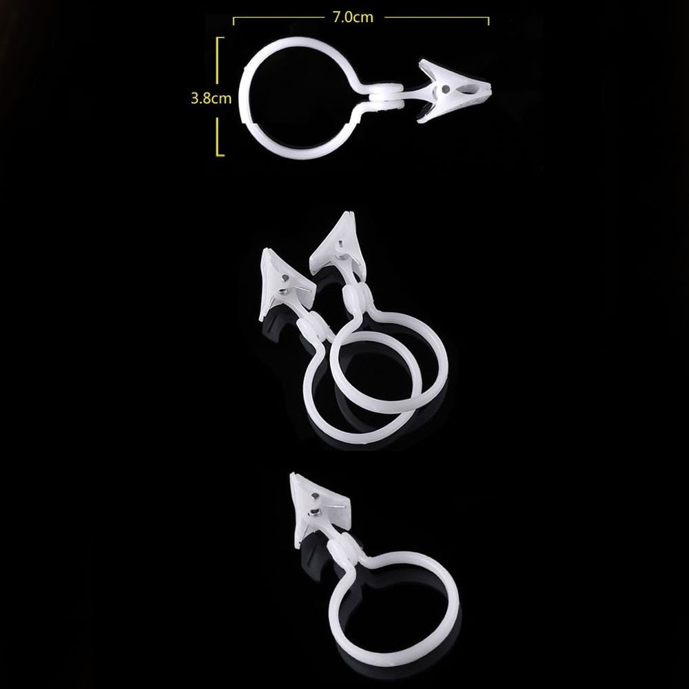 20Pcs Plastic White Shower Curtain Clips Stable Curtain Clasp for Home Use