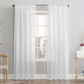 Curtains*2 Pieces White Sheer Curtains Linen Look Semi Transparent Voile White Curtains for Living Dining Room Drapes 54 X 84 Inch Long Set of 2 Panels White Sheer Curtains Linen Look