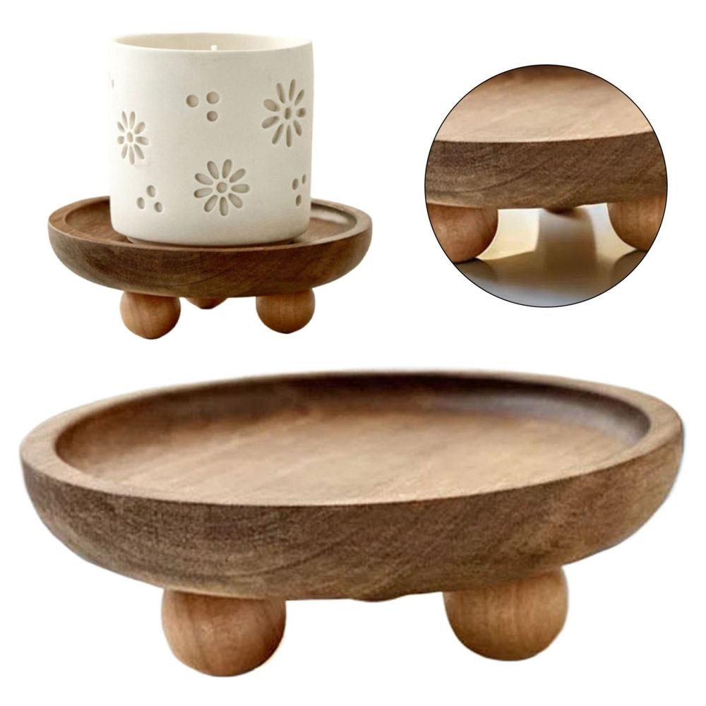 Wood For Display Small Wooden Pedestal Stand Decor Tray For Candles Plants Bottles Mini Vases Soap Dispenser Decorative Tray For Farmhouse Kitchen Entry Table