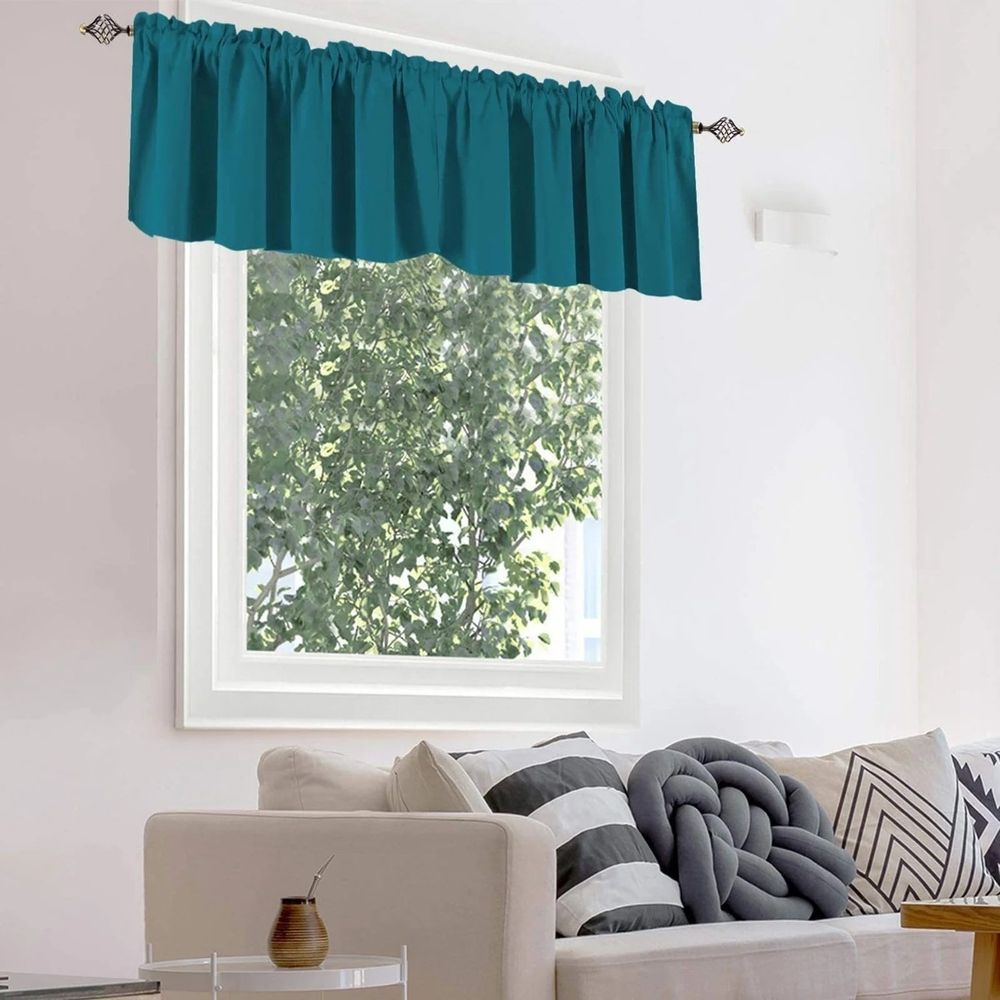 1 Piece Black and for Window Thermal Insulated Rod Pocket Short Curtain for Kitchen Bathroom Living Room 57×18 Inch