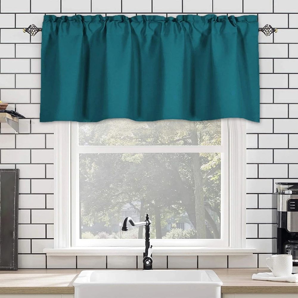 1 Piece Black and for Window Thermal Insulated Rod Pocket Short Curtain for Kitchen Bathroom Living Room 57×18 Inch