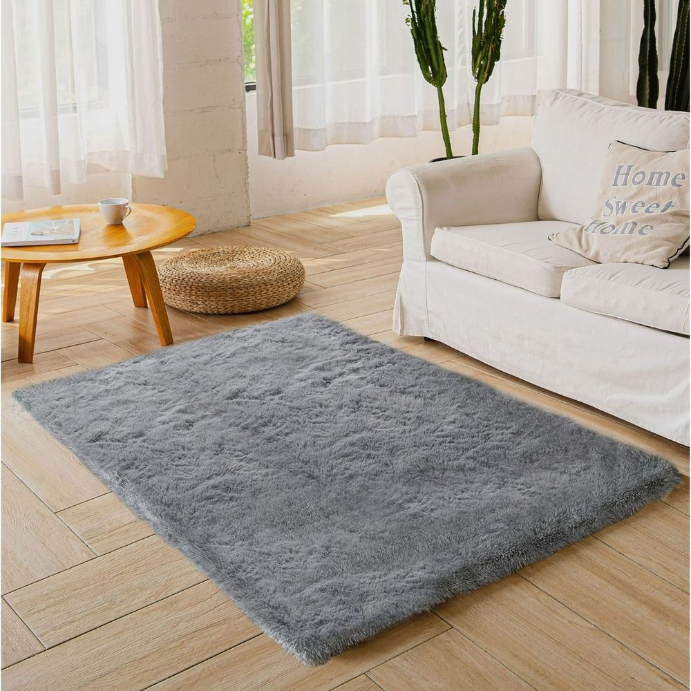 1X Carpet Shag Light Gray Area Rug 3' X 5' Soft Area Rugs for Living Room Bedroom Kids Room Decor Carpet Light Gray