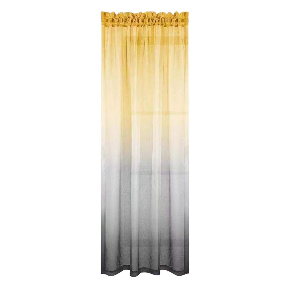 2m Length Yellow and Grey Sheer Curtains 1 Panels Set Window Curtains for Bedroom Kitchen Decor,Bright Yellow and Light Gray