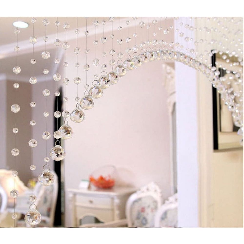 Strings Crystal Beaded Curtain, Arched Door String Curtain, Hanging Doorway Room Divider Suitable for Home, Coffee House, Bedroom, Restaurant.