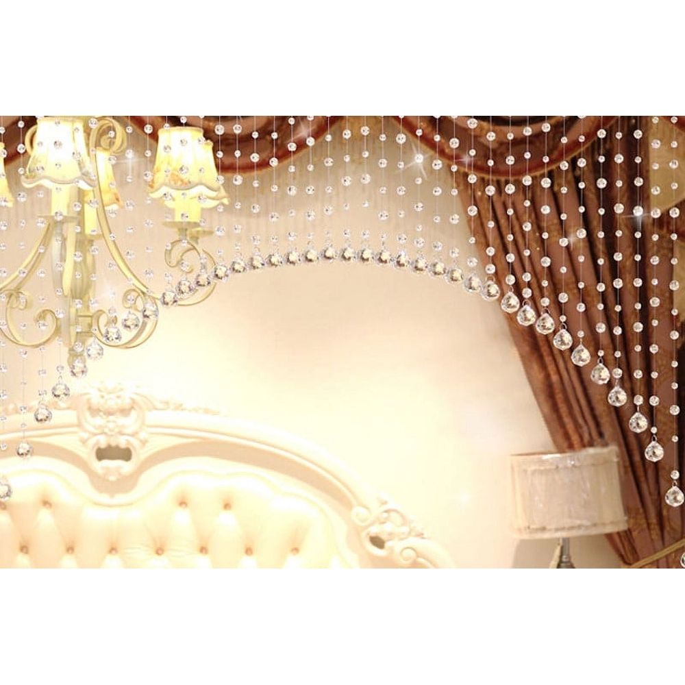 Strings Crystal Beaded Curtain, Arched Door String Curtain, Hanging Doorway Room Divider Suitable for Home, Coffee House, Bedroom, Restaurant.