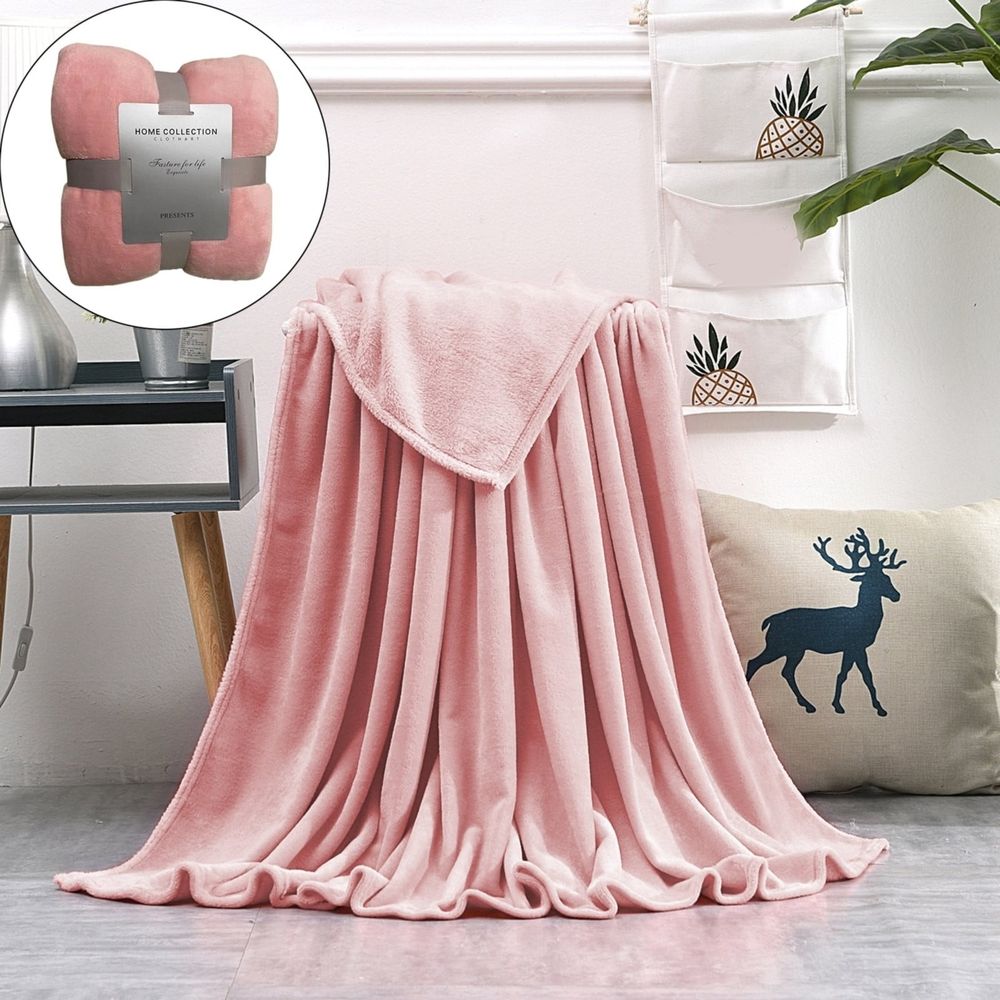 Large Flannel Fleece Throw Blanket, 27.5×39.3 Inch - Cozy Lightweight Thick Blanket - All Seasons Suitable for Women, Men and Kids (Pink)
