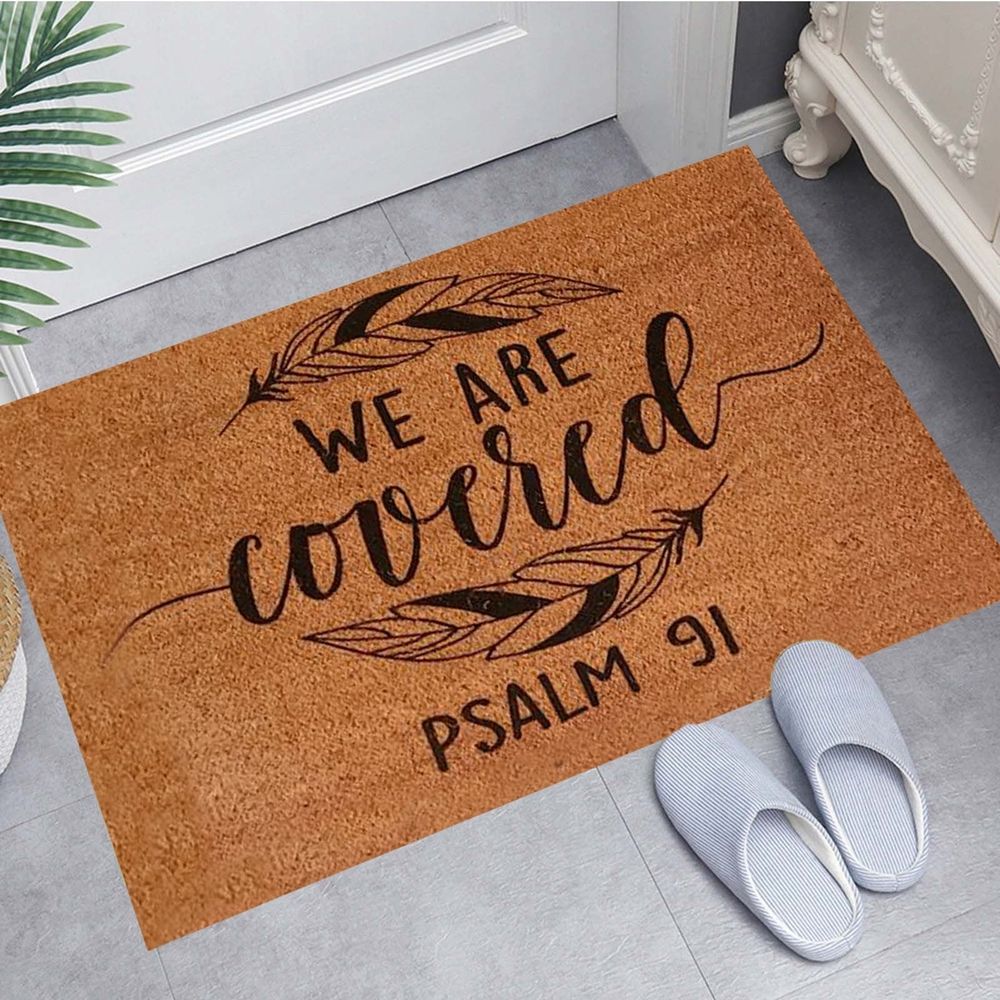 We are Covered 91 Funny Door Mats Outside Coir Doormat for Home Entrance,Front Door mat,Indoor Entrance Embroidered Welcome Rubber Rugs Home Christmas New Year Decor 24”x 15”