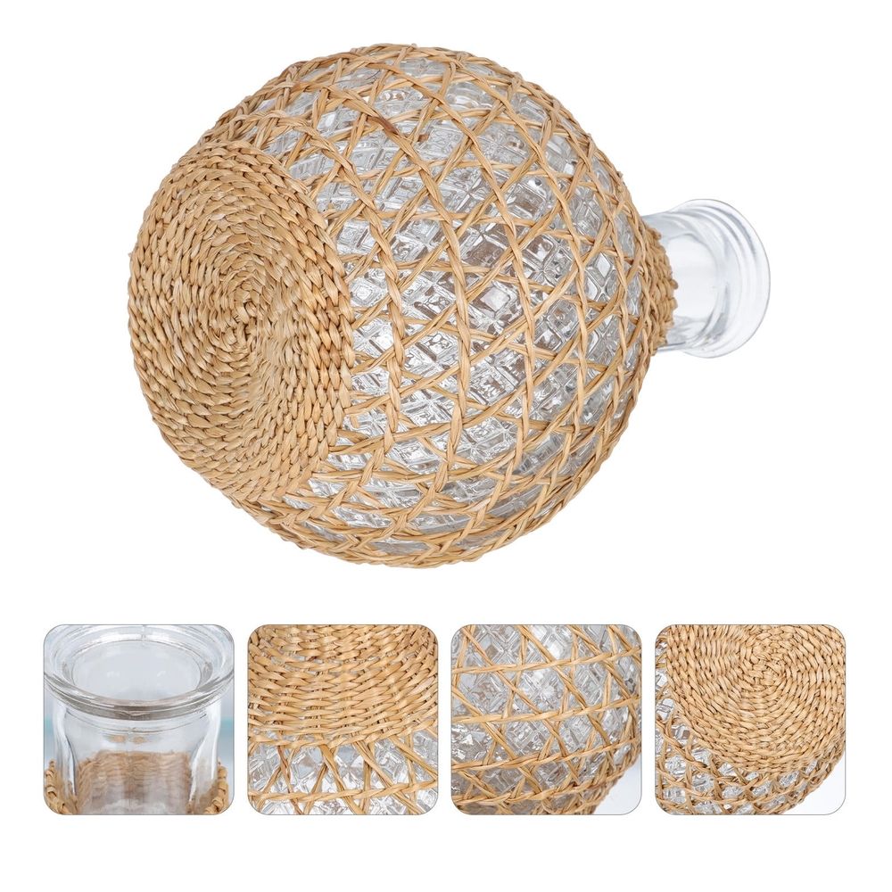 Rattan Glass Vase Assorted Color Creative Hydroponic Table Decor