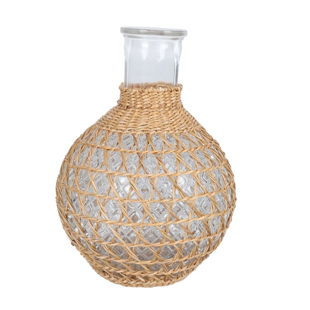 Rattan Glass Vase Assorted Color Creative Hydroponic Table Decor