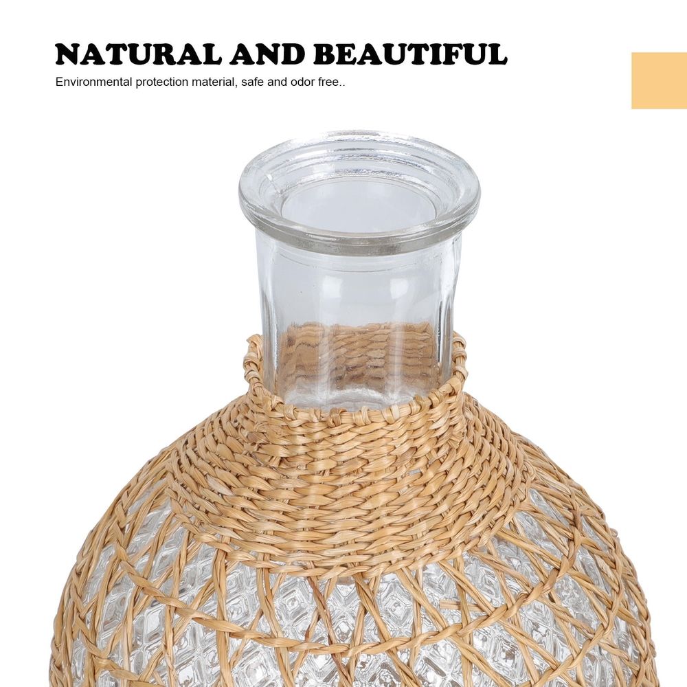 Rattan Glass Vase Assorted Color Creative Hydroponic Table Decor