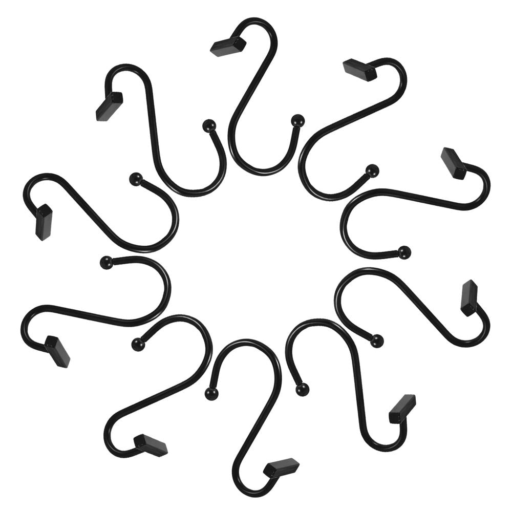12 Pcs Shower Hooks Hangers Curtain Bathroom Hook 7.50X6.00X2.50CM Black