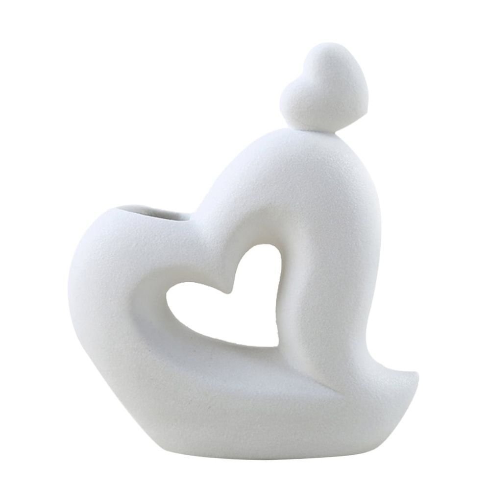Ceramic Heart-Shaped Vase in White for Home Flower Arrangements