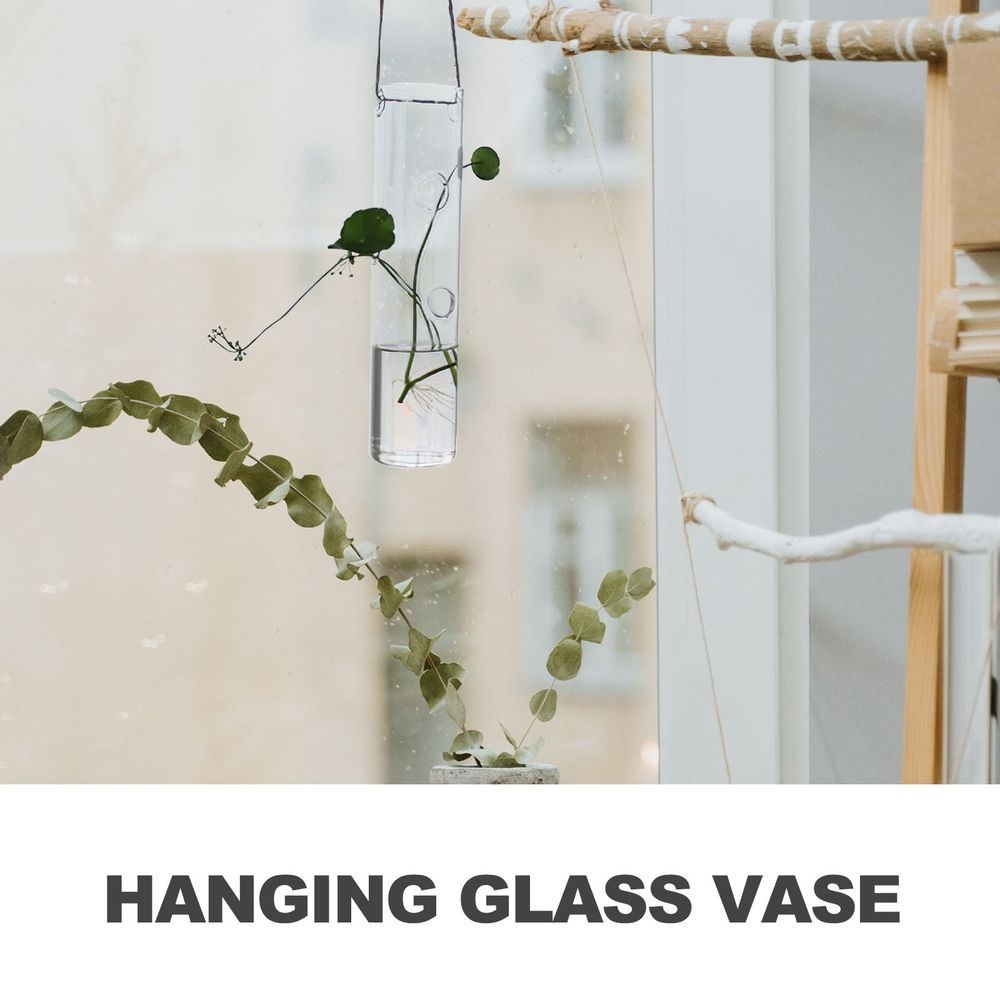 2pcs Hanging Glass Hydroponic Vase for Plants and Home Decor