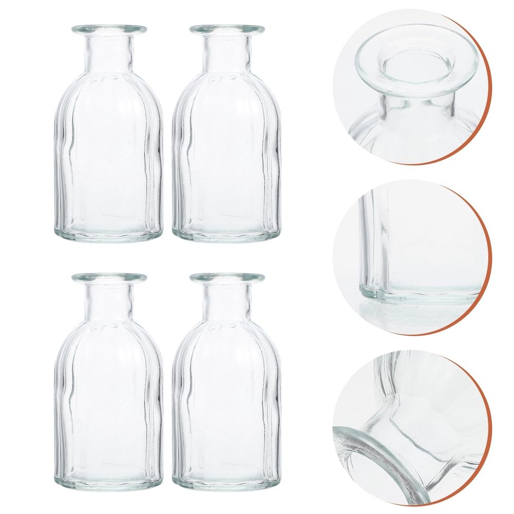 Glass Flower Container Aesthetic Flower Vase 4Pcs 5.5X3In
