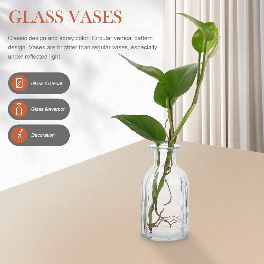 Glass Flower Container Aesthetic Flower Vase 4Pcs 5.5X3In