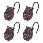 Easy Install Owl Shower Curtain Hooks, Brown, 12 Pieces - Home Decor Accessories