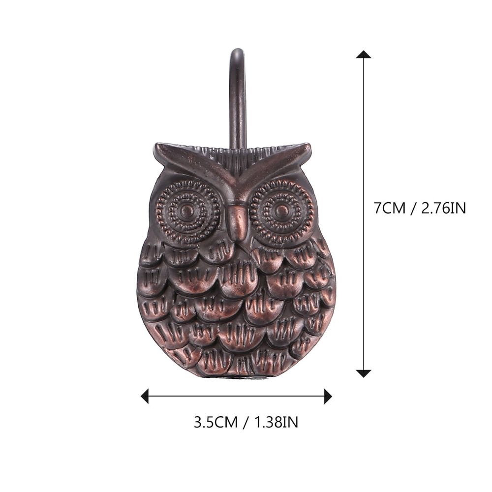 Easy Install Owl Shower Curtain Hooks, Brown, 12 Pieces - Home Decor Accessories