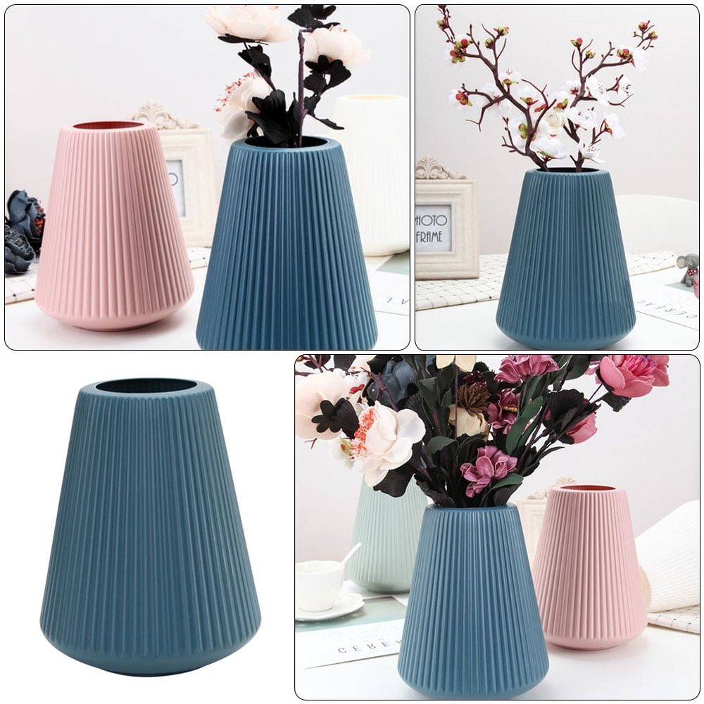 Dark Blue Plastic Vase Nordic Style for Storage Fashion Home Decor